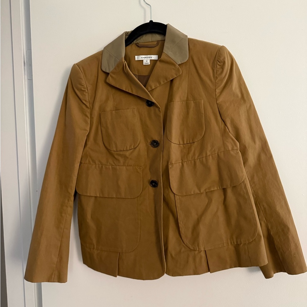 Carven Tan Blazer with Gray Collar